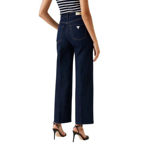 Jeans Donna modello wide leg, con logo iconico posteriore